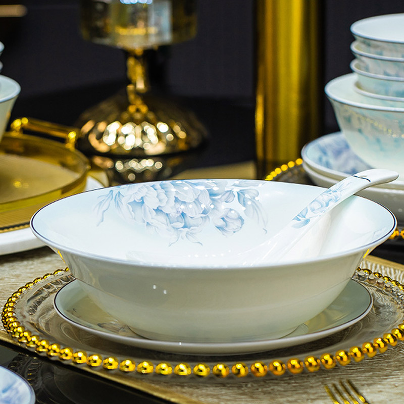 耀豪坤 国色牡丹轻奢中式骨瓷餐具套装Z-28/件高清大图