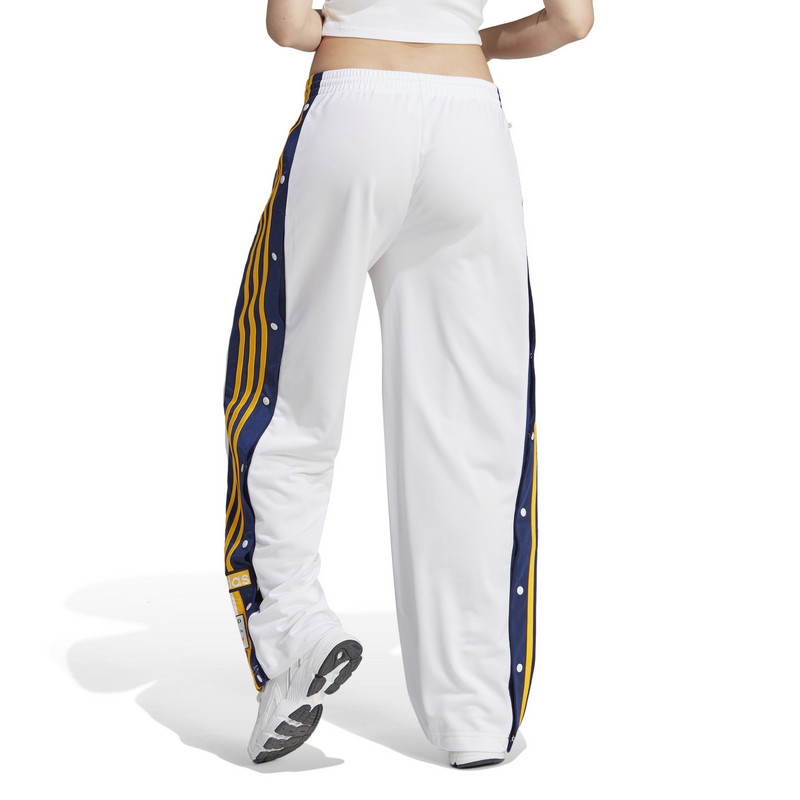 adidas originals三叶草三条纹拼色侧开纽扣针织运动裤 女款 白色 IL2413