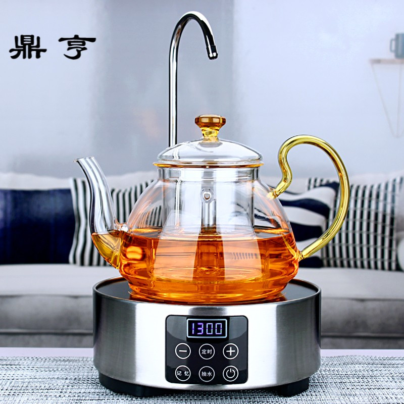 鼎亨整套玻璃蒸茶壶茶具套装 耐热加厚全玻璃蒸茶壶 带自动上水电