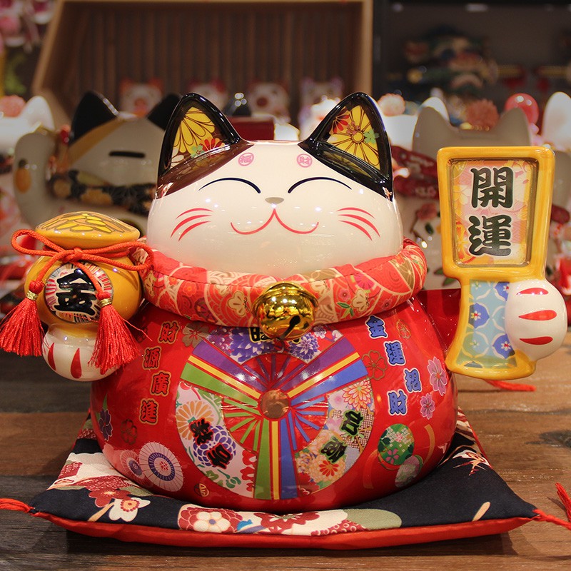 猫开业店铺收银台小摆件创意存钱罐家居客厅饰品发财猫 三维工匠 大号-商业繁盛86945猫高清大图