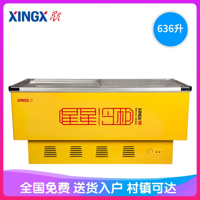 (南通星星)SD-636BP 636升 冷冻冰柜 岛柜 商用展示柜 推拉门 全冷冻卧式冷柜