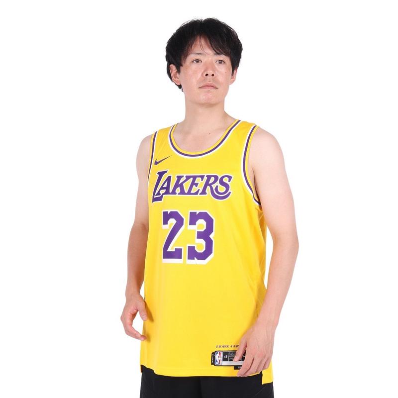 Nike洛杉矶湖人队NBA运动透气速干球迷版球衣男款黄高清大图