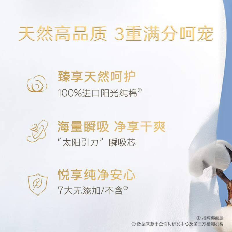 高洁丝奢爽纯棉卫生巾240mm7片日用超薄姨妈巾高清大图