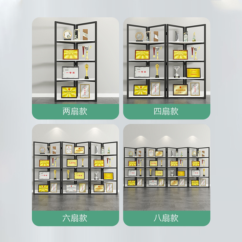 多层折叠奖杯架花架置物架铁艺展示架 金色白板90*36*180