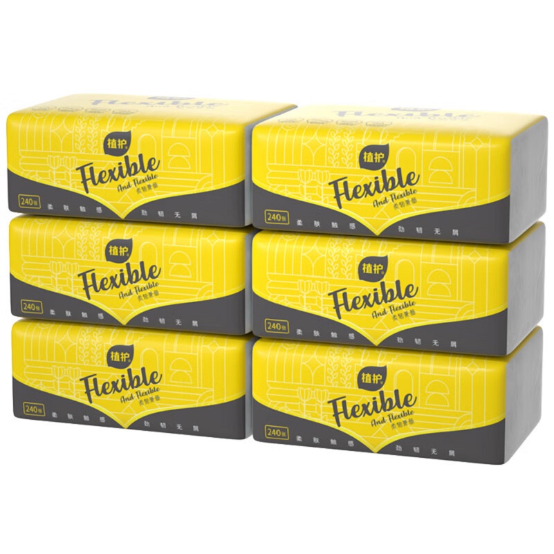 植护阳光心情柔韧纸面巾 6包*1提15225770205家用办公室用抽纸纸巾高清大图