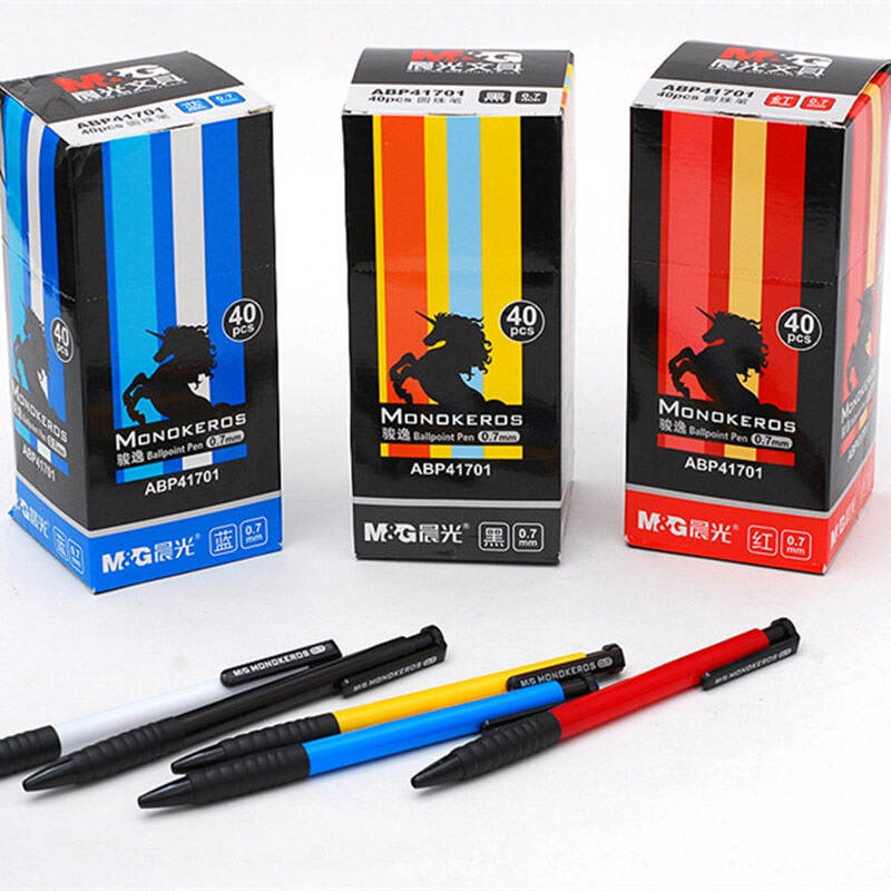 晨光(M&G)ABP41701按动圆珠笔 40支/盒0.7mm 商务办公原子笔油笔 写字笔 按动笔 黑色圆珠笔