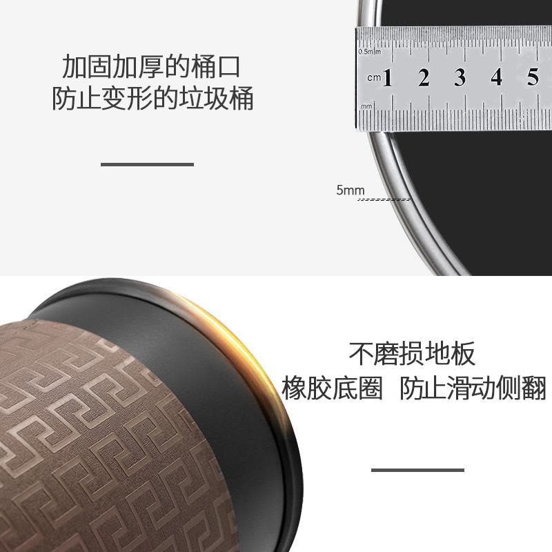 大号不锈钢垃圾桶家用客厅厨房双层创意卧室办公室卫生间酒店无盖图片