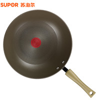 苏泊尔(SUPOR)火红点钛耐磨炒锅不粘锅无油烟炒菜锅无烟锅不沾锅 燃气煤气明火电磁炉通用 30cm口径PC30H7