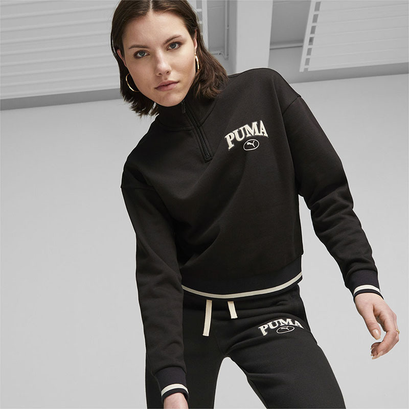 PUMA 运动生活系列 休闲立领宽松长袖卫衣 女款 黑色 681524-01