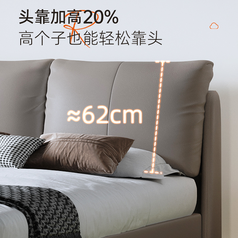 皇朝实木双人床1.5米现代简约主卧大床真皮软床DA2507高清大图