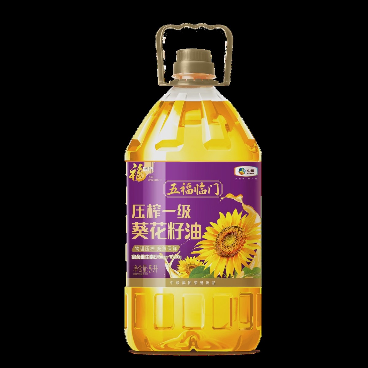 中粮 福临门 五福临门 优选一级葵花籽油 5L高清大图