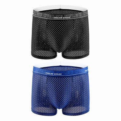 帕兰朵夏季冰丝男士内裤男平角裤头薄款透气男生四角裤衩男式短裤2条