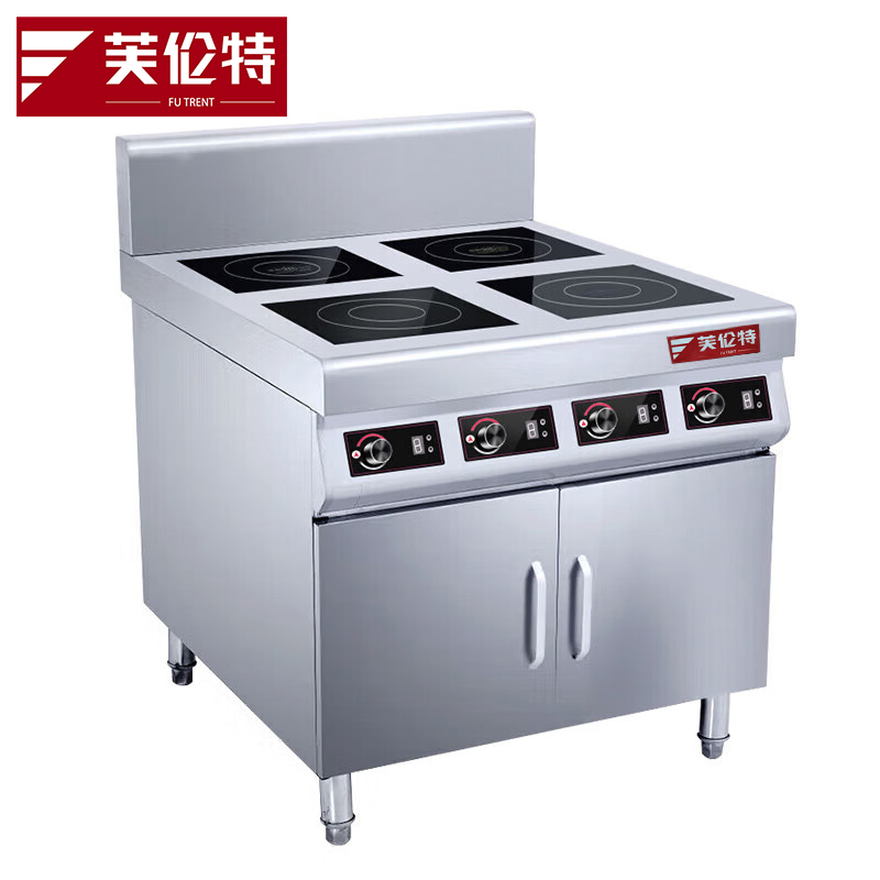 芙伦特商用电磁炉 柜式四头煲仔炉 商用麻辣烫煲仔饭多头灶四眼 平面灶柜式款 工程款FLT-DCSTBZLG4-3.5DW高清大图