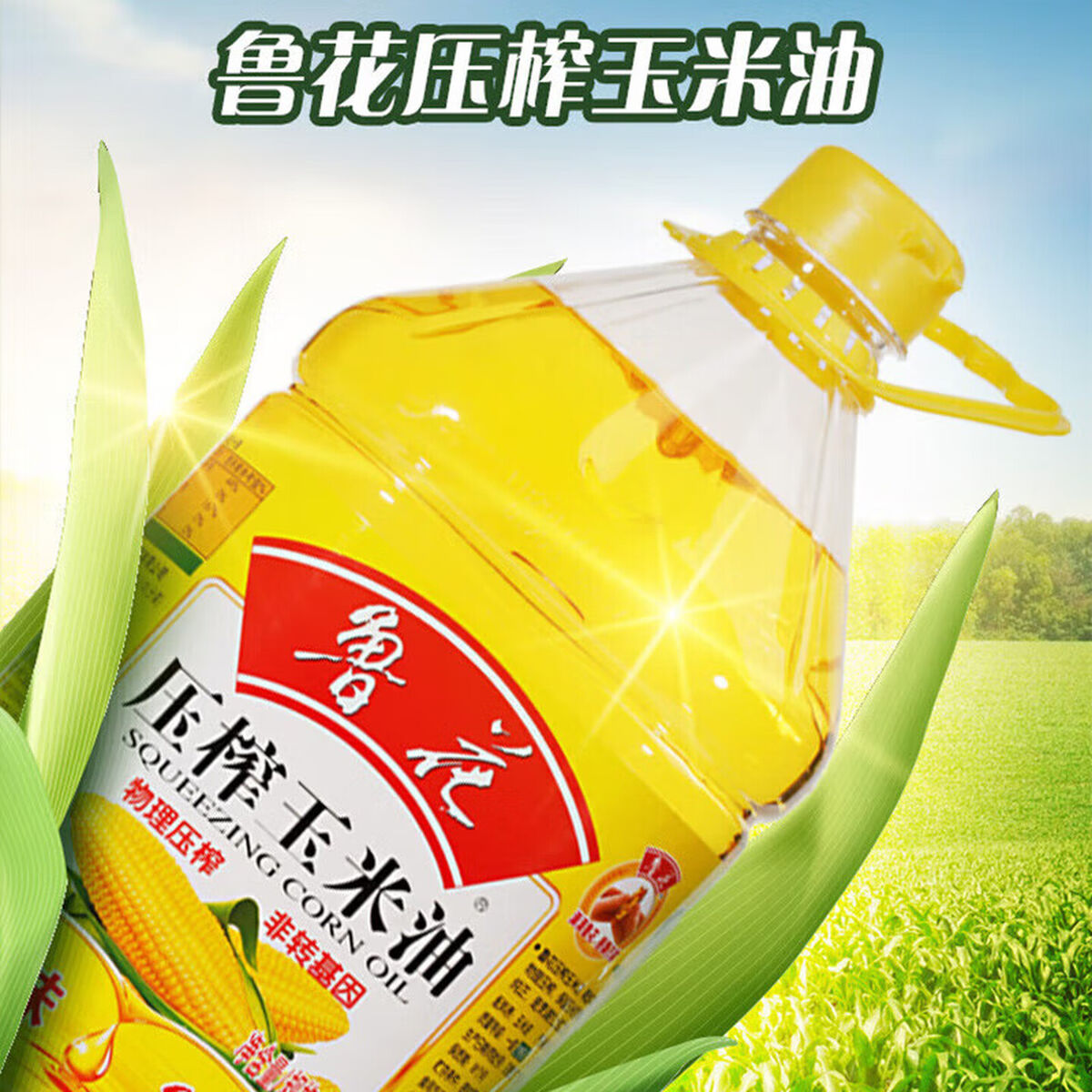 鲁花 食用油 非转基因 物理压榨 玉米油5L/桶高清大图