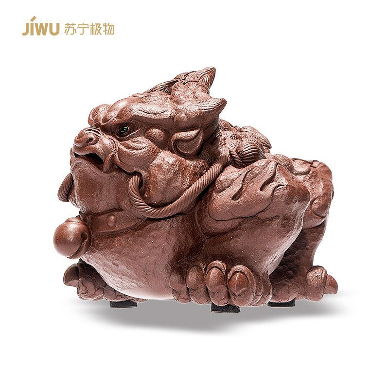 苏宁极物宜兴紫砂名家茶宠摆件三足金蟾蜍手工可养茶宠茶桌茶道功夫