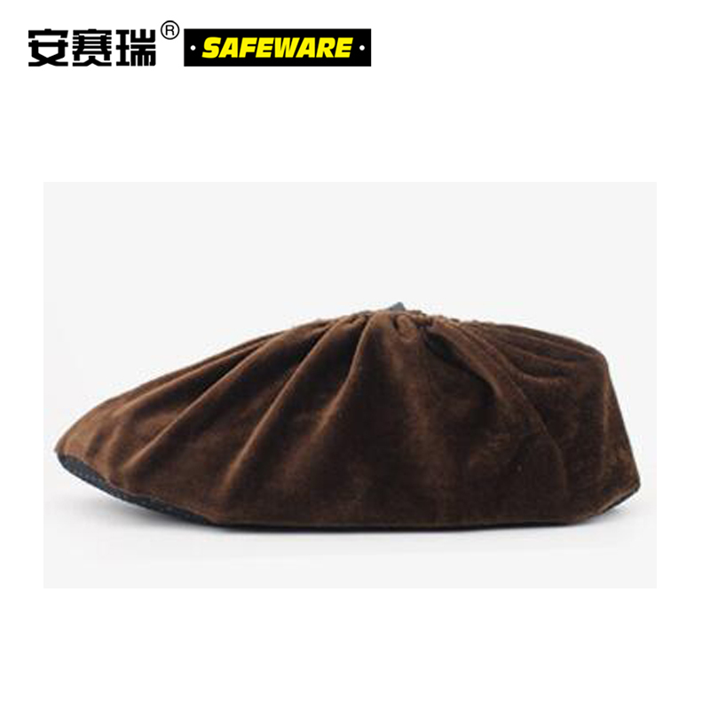 安赛瑞(SAFEWARE)绒布防滑底鞋套(10双装)棕色 15×31cm 绒布面料 防滑胶底