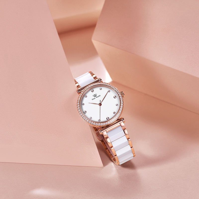 天王表手表女士手表时尚潮流陶瓷带满天星女表送女友礼物ls31044