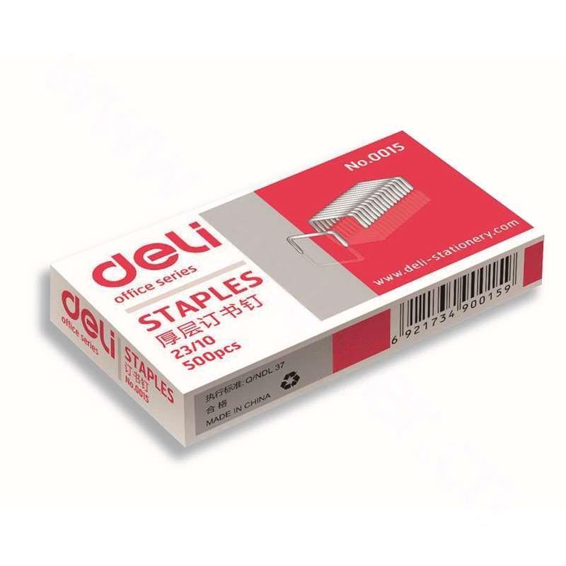 得力 Deli No.0015 得力15#厚层订书钉23/10(500枚/盒) 500枚