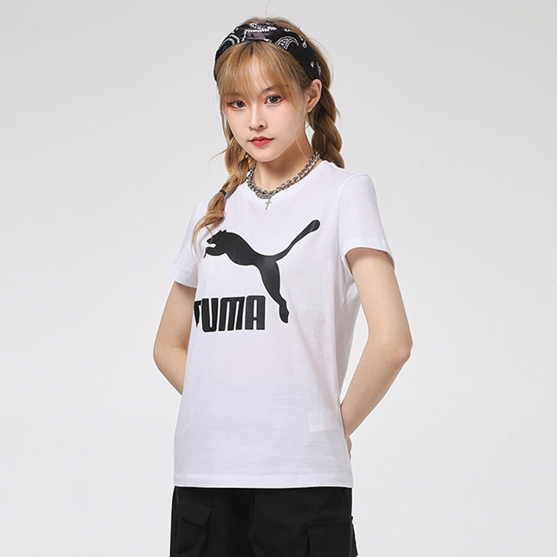 PUMA彪马 新款女子休闲印花圆领短袖T恤Classics Logo Tee 53228102