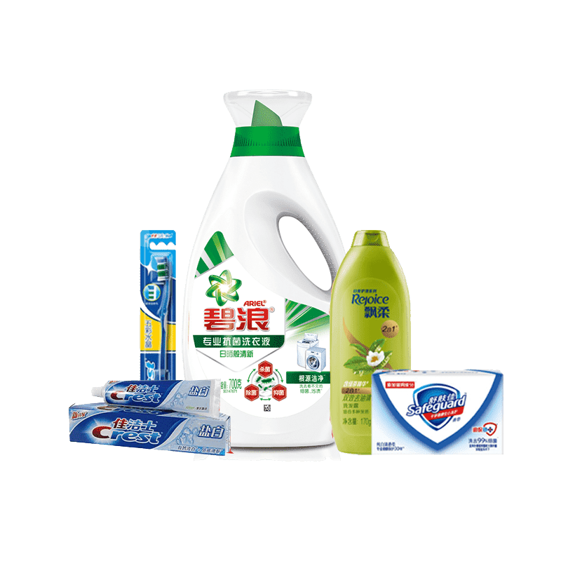 舒肤佳(Safeguard) 宝洁心动礼包A 包含洗发露170ml/香皂100g/牙膏90g/牙刷1支/洗衣液700g