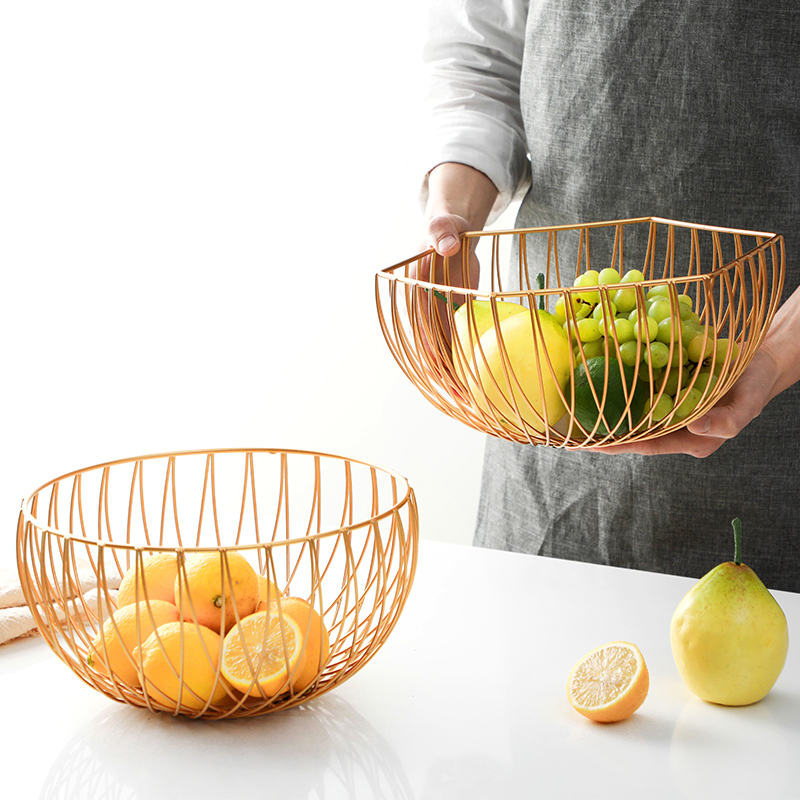 铁艺水果盘创意现代北欧风格零食收纳篮家用客厅茶几水果篮高清大图