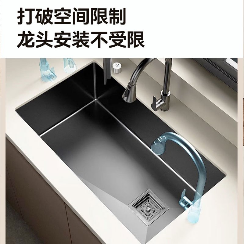SEREN HOME 水槽大单槽洗菜盆单槽不锈钢抗污纳米手工厨房洗碗槽洗菜池台下