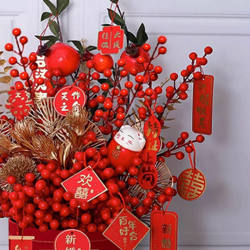 汇特益 插花摆件 发财果福桶插花摆件 福到财到福桶-经典款+招财猫(单位:个)高清大图