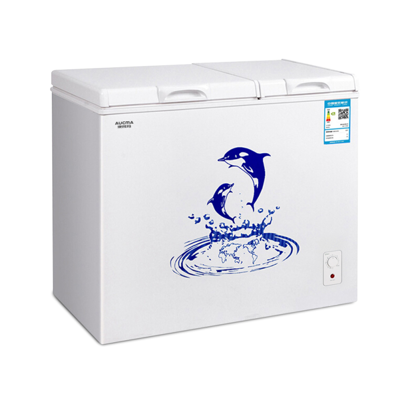 Aucma/澳柯玛BCD-212CFT 家用双温双箱冰柜冷藏冷冻柜顶开门卧式冷柜 家商两用 铜管