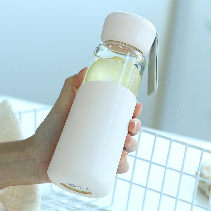 喝水玻璃杯女可爱便携带盖清新简约韩版学生水杯韩国杯子创意潮流