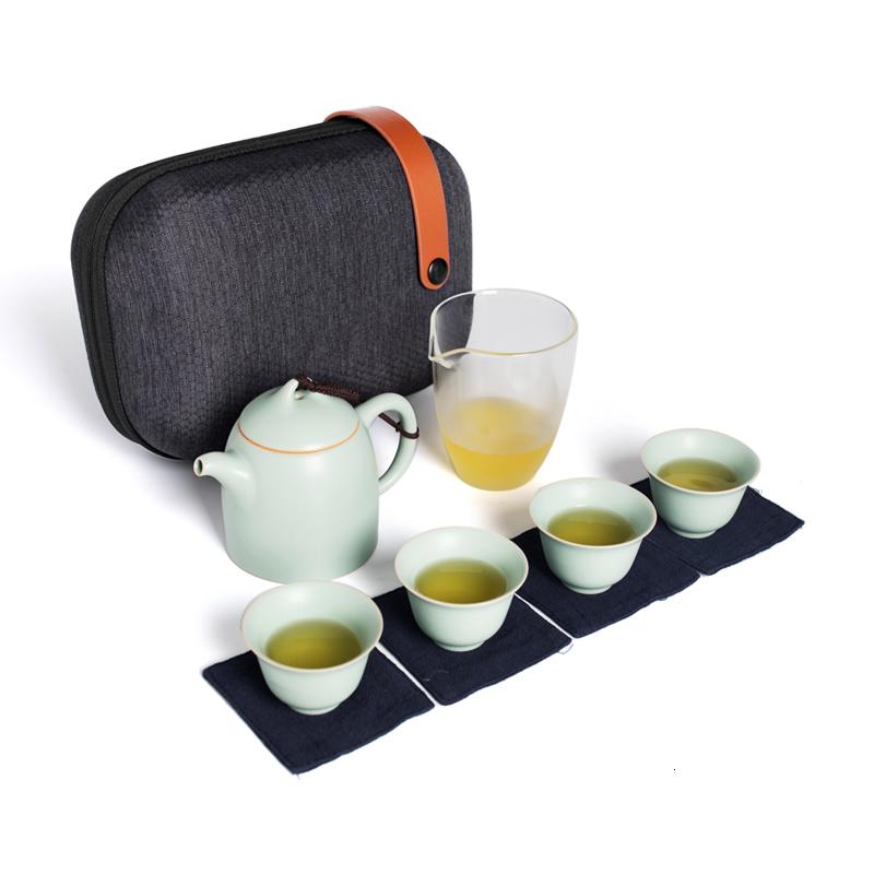 美帮汇汝窑功夫茶具一壶四杯收纳包袋便携陶瓷旅行盖碗茶海茶具茶杯套装高清大图