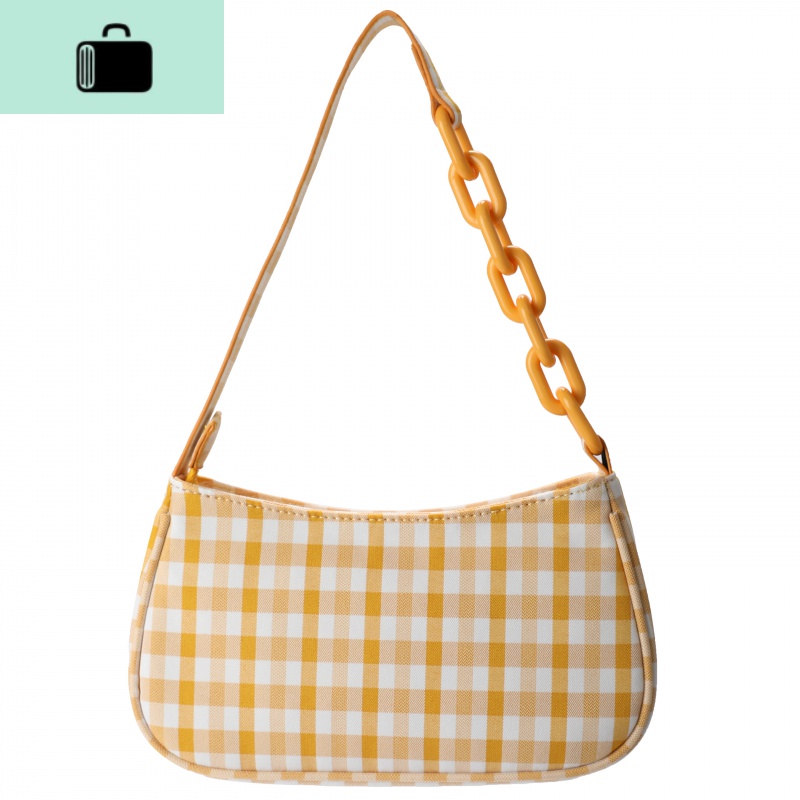 腋下包女法棍包格子链条包bm帆布小包ins韩版2020新款网红潮NEWLAKE高清大图