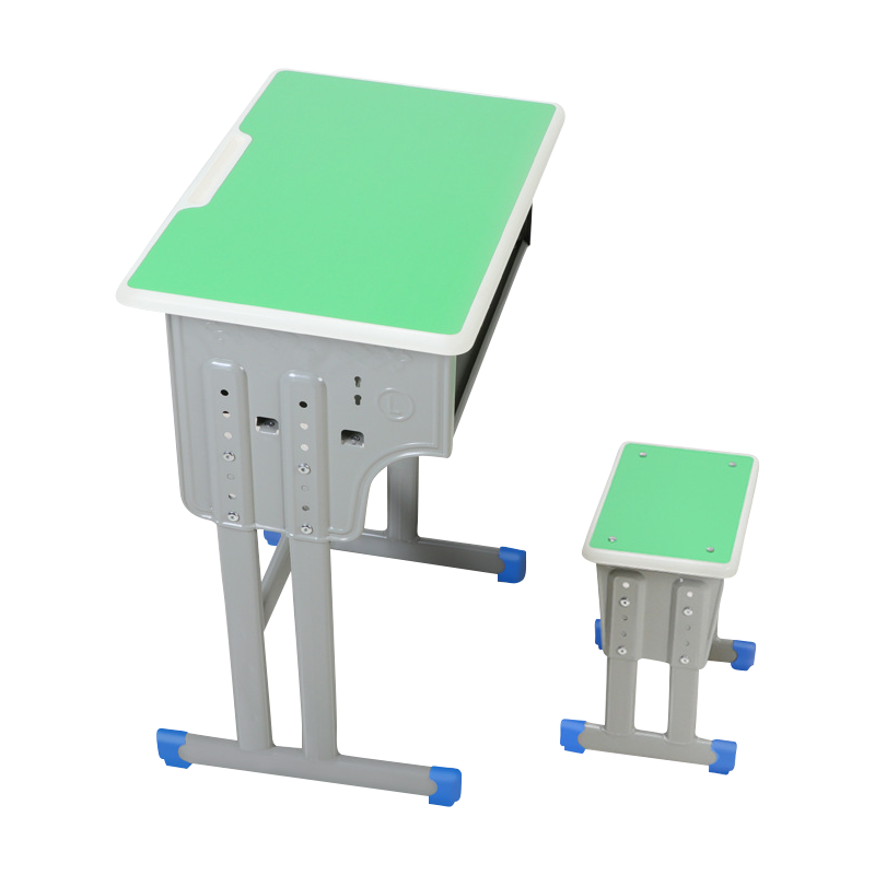 正斌学生课桌椅儿童学习桌单人培训辅导补习班升降课桌椅学校写字课桌 双柱单人方凳果绿色