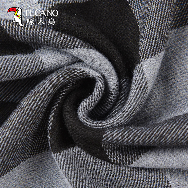 啄木鸟围巾男韩版学生百搭秋冬季简约时尚两用长款英伦风男士围尚高清大图