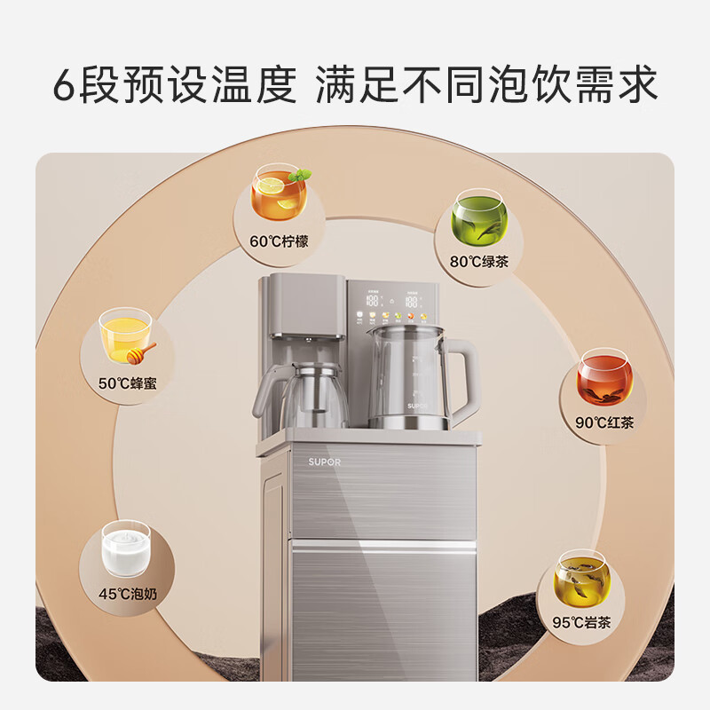 苏泊尔(SUPOR)茶吧机家用高端饮水机 遥控智能下置式防溢无尘上水茶吧机立式饮水机一体柜烧水壶SW-CBJ70 温热型高清大图