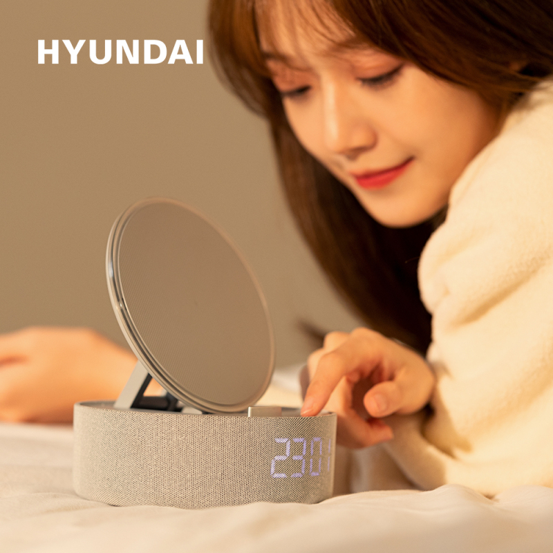 韩国现代(HYUNDAI)YH-F166多功能无线充化妆镜音箱(优雅紫)