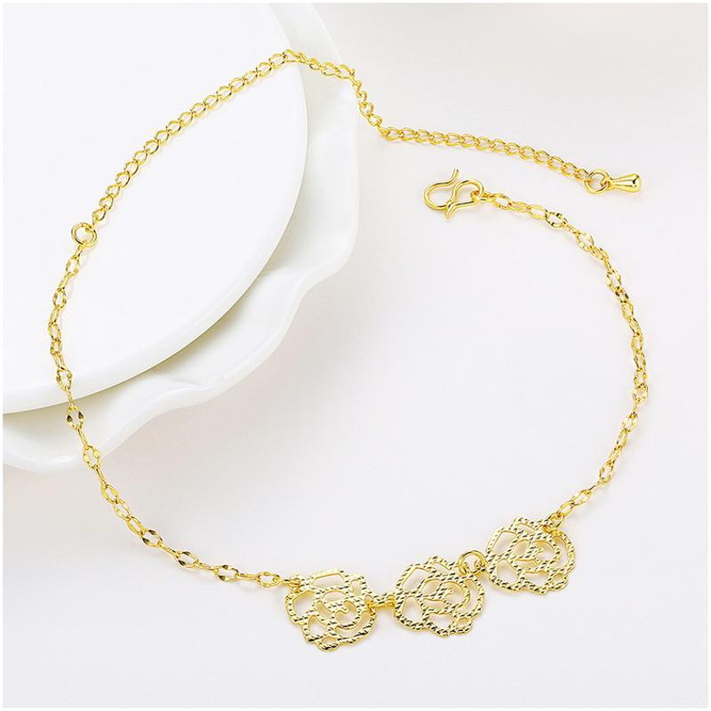 A046-A Women 18K yellow gold anklet jewelry 镀黄金色女脚链潮