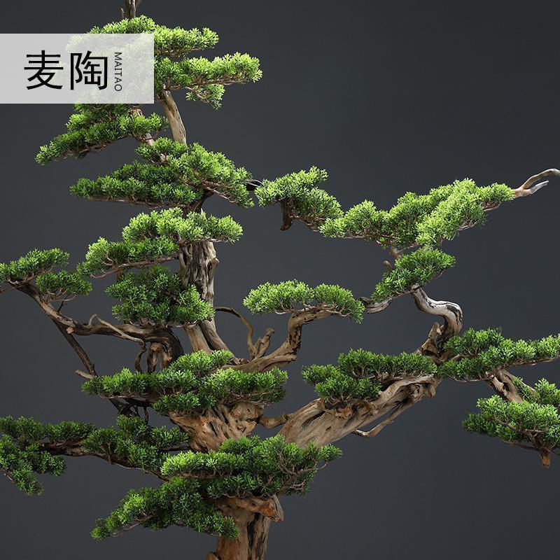 新中式家居摆件四季迎客松盆景酒店走廊绿植玄关装饰_101