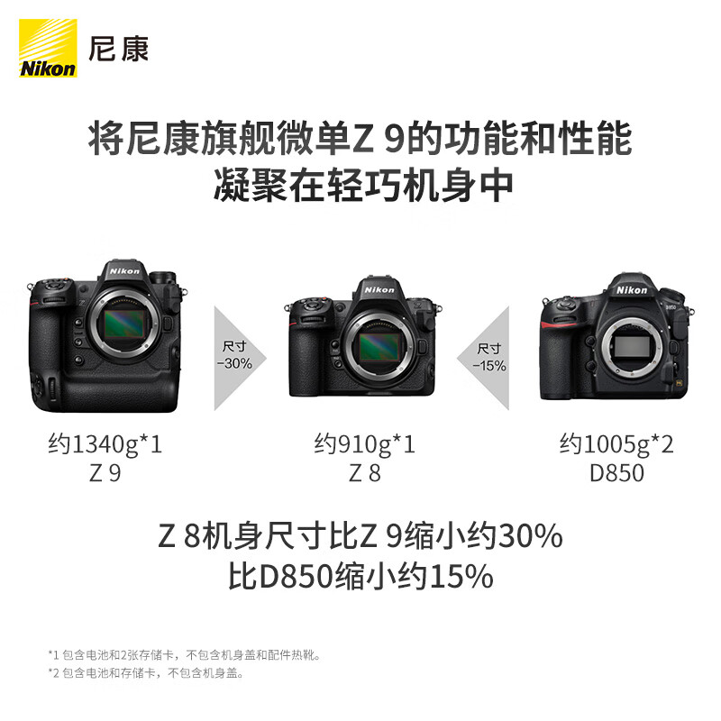 尼康(Nikon)专业全画幅数码专业级微单相机 Z8单机+32GB储存卡+相机包高清大图
