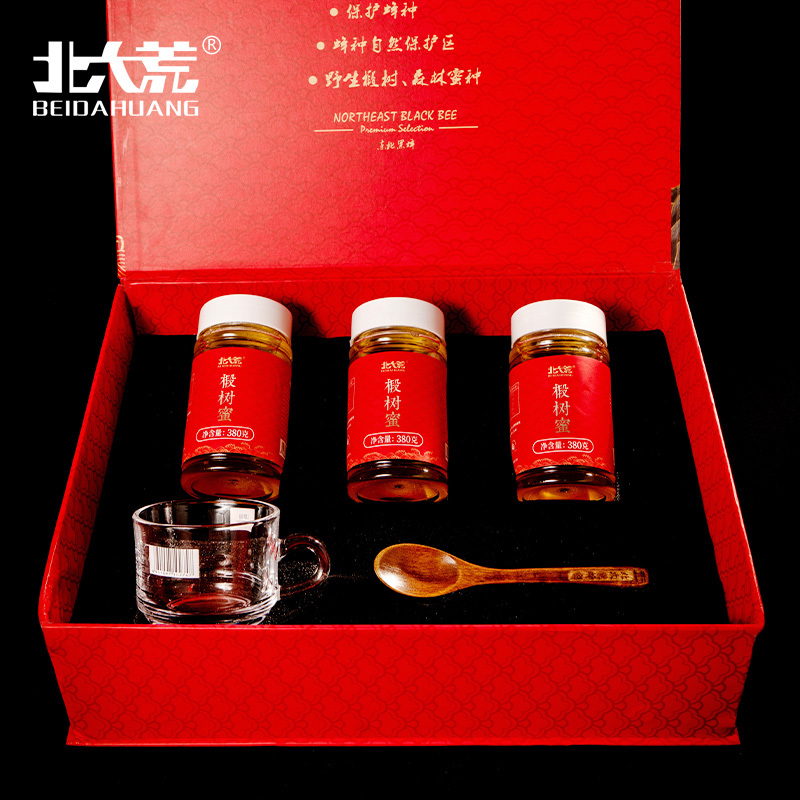 北大荒 东北黑蜂 椴树蜜礼盒 纯蜂蜜1140g团购礼品