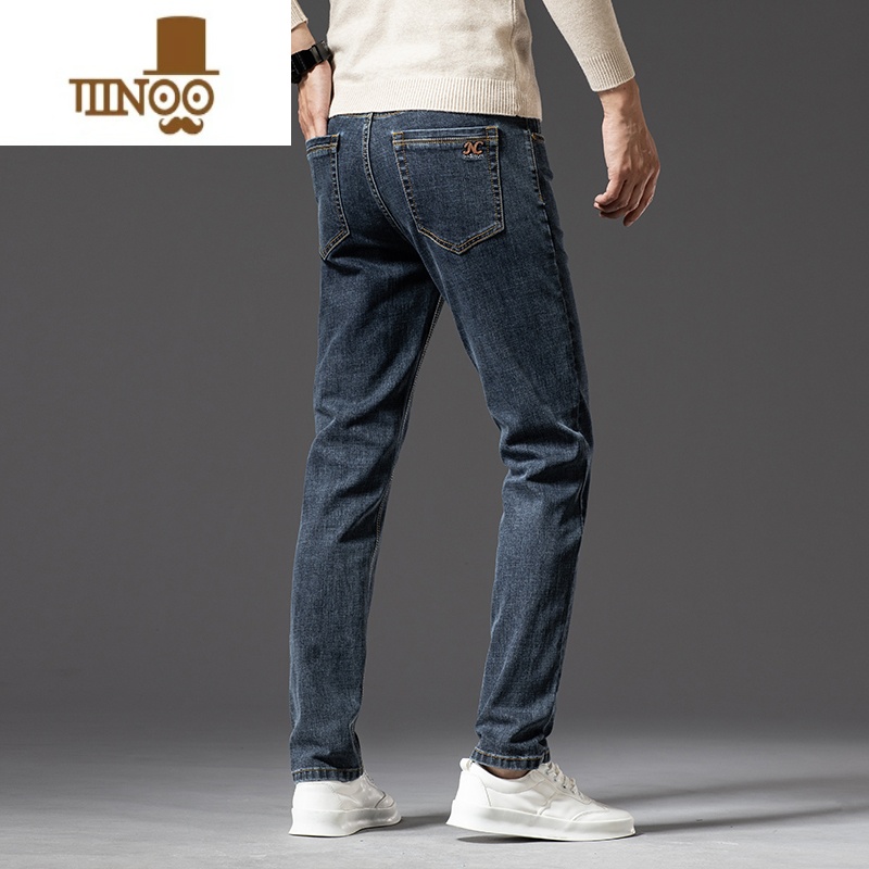 YANXU秋季男士牛仔裤商务都市宽松直筒裤子男韩版修身秋天休闲长裤 28二尺一 H559蓝灰常规单件