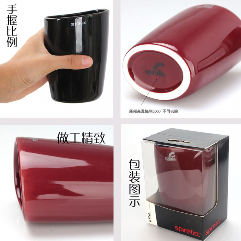 简约情侣亮面石头陶瓷漱口杯套装创意刷牙杯两件 三维工匠 口杯1酒红1白+1白小托盘洗漱杯