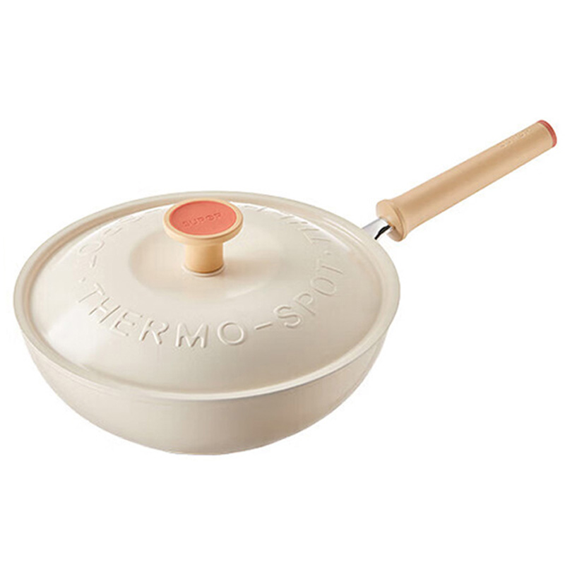 苏泊尔炒锅32cm不粘轻量火红点平底煎炒锅燃气电磁炉通用EC32QLP01