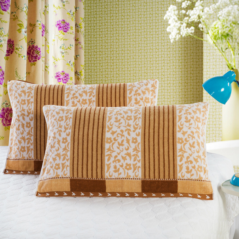 单人枕巾2条纯棉一对全棉加厚毛圈提花情侣柔软大枕巾特价