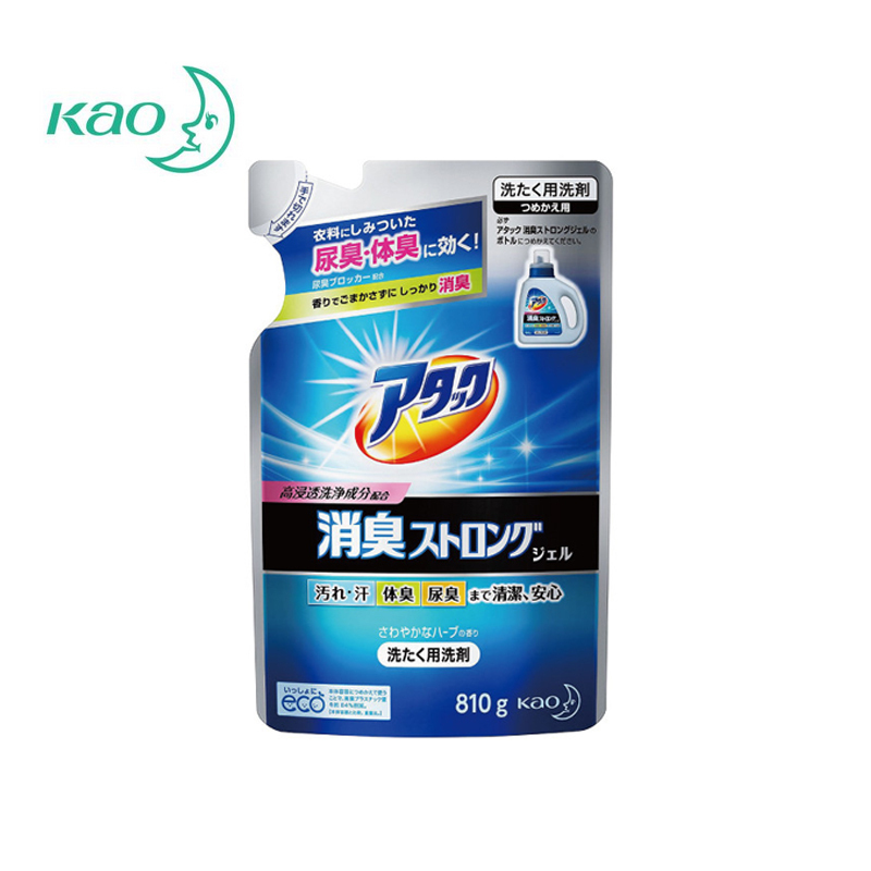 [消臭杀菌]花王(KAO) 日本进口 消臭清洁安心洗衣液 袋装替换补充装810g高清大图