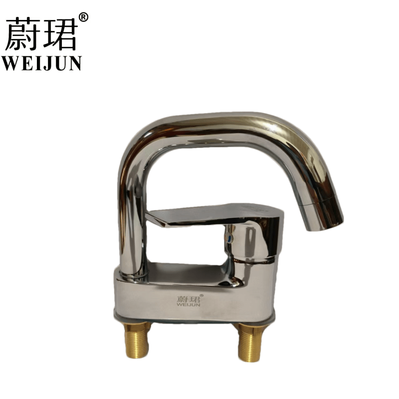 蔚珺全铜面盆双孔冷热水龙头通用型个