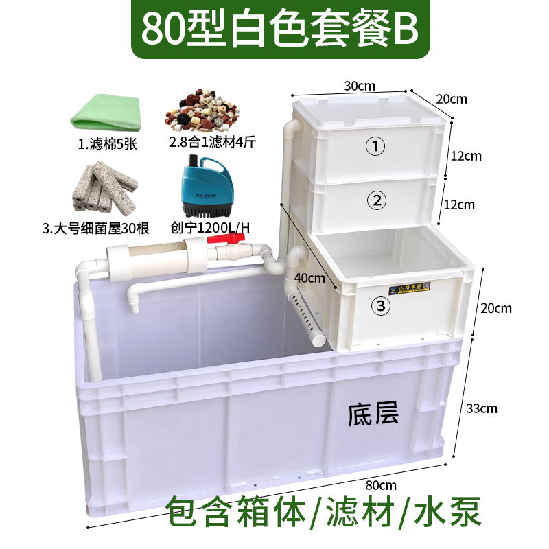 龟箱乌龟缸周转箱沼泽过滤箱水道生态缸内循环净水鱼龟混养滴流盒