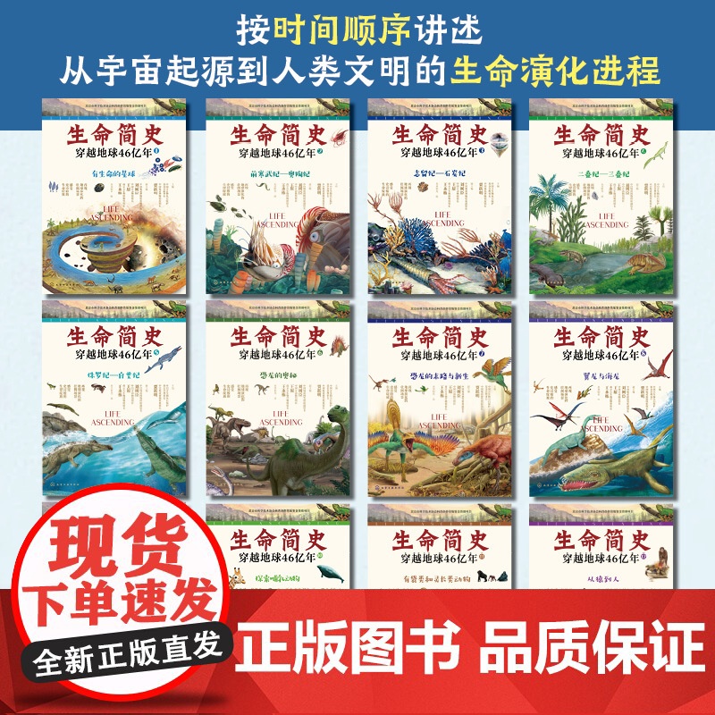 生命简史 穿越地球46亿年 前寒武纪 奥陶纪 6-12-15岁儿童中小学生青少年科普读物 宇宙起源地球形成生命诞生史前世高清大图