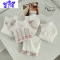 Ideamini樊樊 白色短袜女夏季薄款透气船袜JK日系泡泡口花边袜子女ins袜子