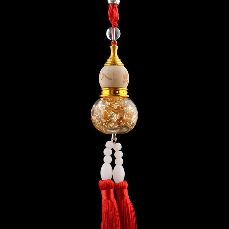 大气车内挂件吊貔貅车载葫芦装饰品车里一路平安挂件金箔葫芦红色流苏