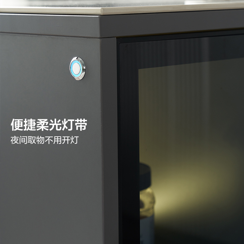 全友家居 餐边柜现代轻奢风客厅餐厅储物柜亮光岩板台面便捷柔光灯带家用沙发背柜